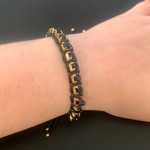 Black Crystal Macrame Tory Burch Bracelet